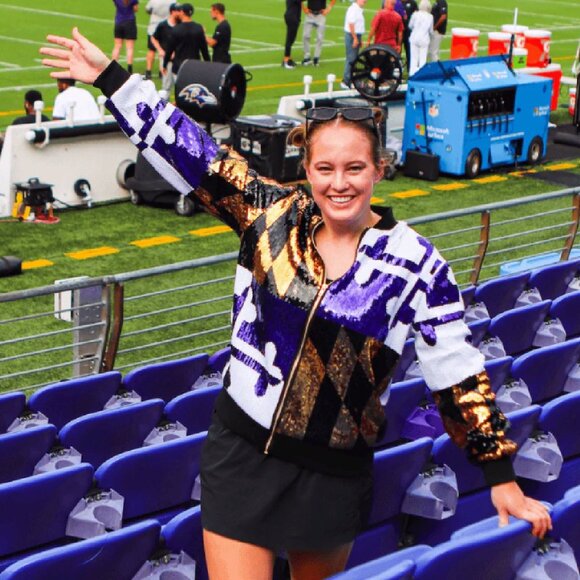 Maryland Flag Purple and Gold Sequinned Zippered Jacket - NEW Fast Ship - Picture 1 of 5